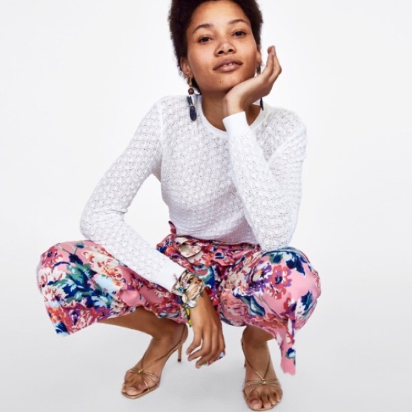 🚫SOLD🚫[ZARA]PAPERBAG WAIST FLORAL PRINT TROUSER - Picture 6 of 8